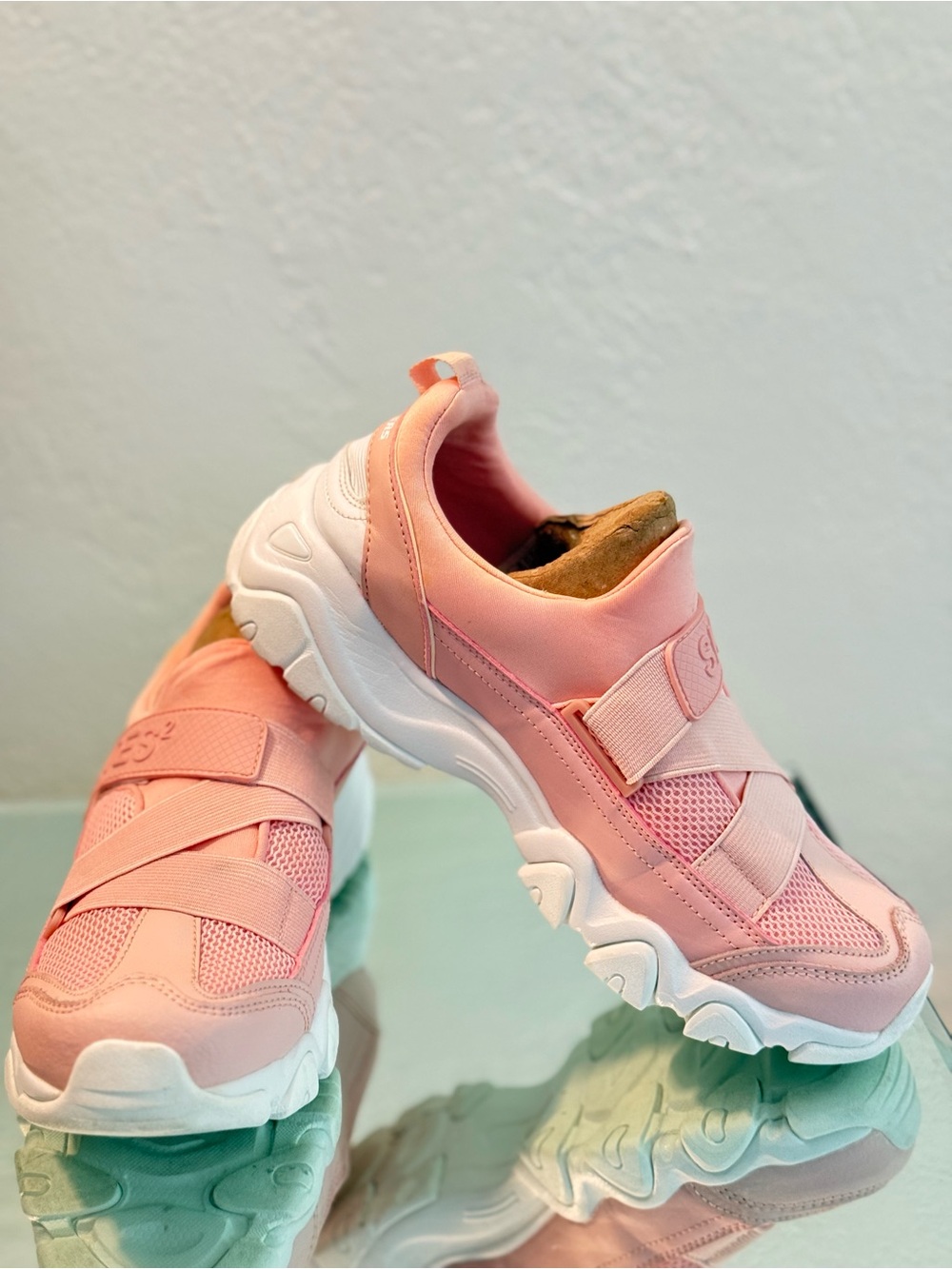 Skechers D'Lites 2 Y2K Pink Pastel Chunky Dad Shoes 8 Sneakers
